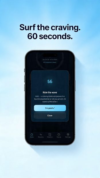 Nicotine Break Buddy screenshot — the 60-second craving reset timer